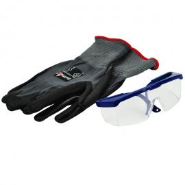 Set met veiligheidsbril en werkhandschoenen